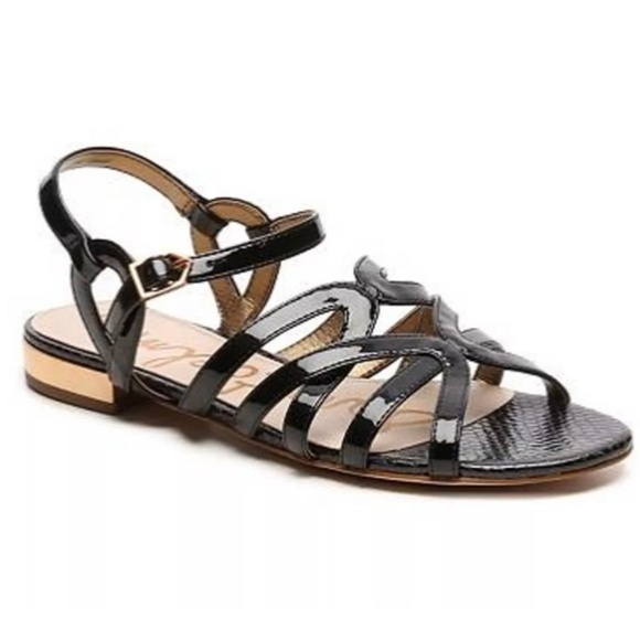 Sam Edelman Strappy Black Patent Daphnie Sandal, 6 - Picture 1 of 8
